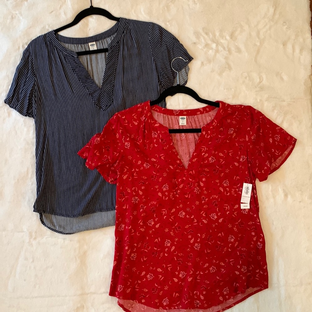 Bundle of Two Short Sleeve V-Neck Old Navy Blouses